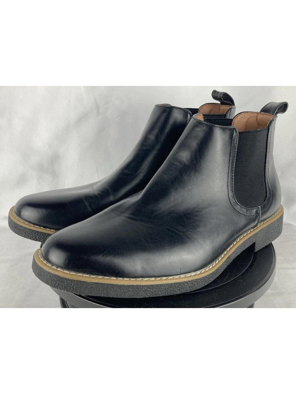 Men’s Size 10 Deer Stags Rockland Black Leather Chelsea Ankle Boots Memory Foam